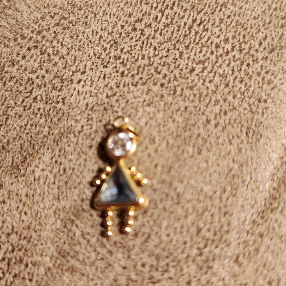 Gold and Silver Triangle Figure Birthstone/ March 14K Gold